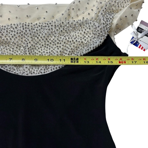 CACHET Sleeveless Beaded Cowl Neck Long Formal Dress Size 6 Black Ivory NEW - Picture 6 of 9